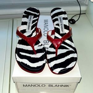 Manolo Blanik Chahak Kid Dark Red sandals.  Size 36 1/2 (6.5)